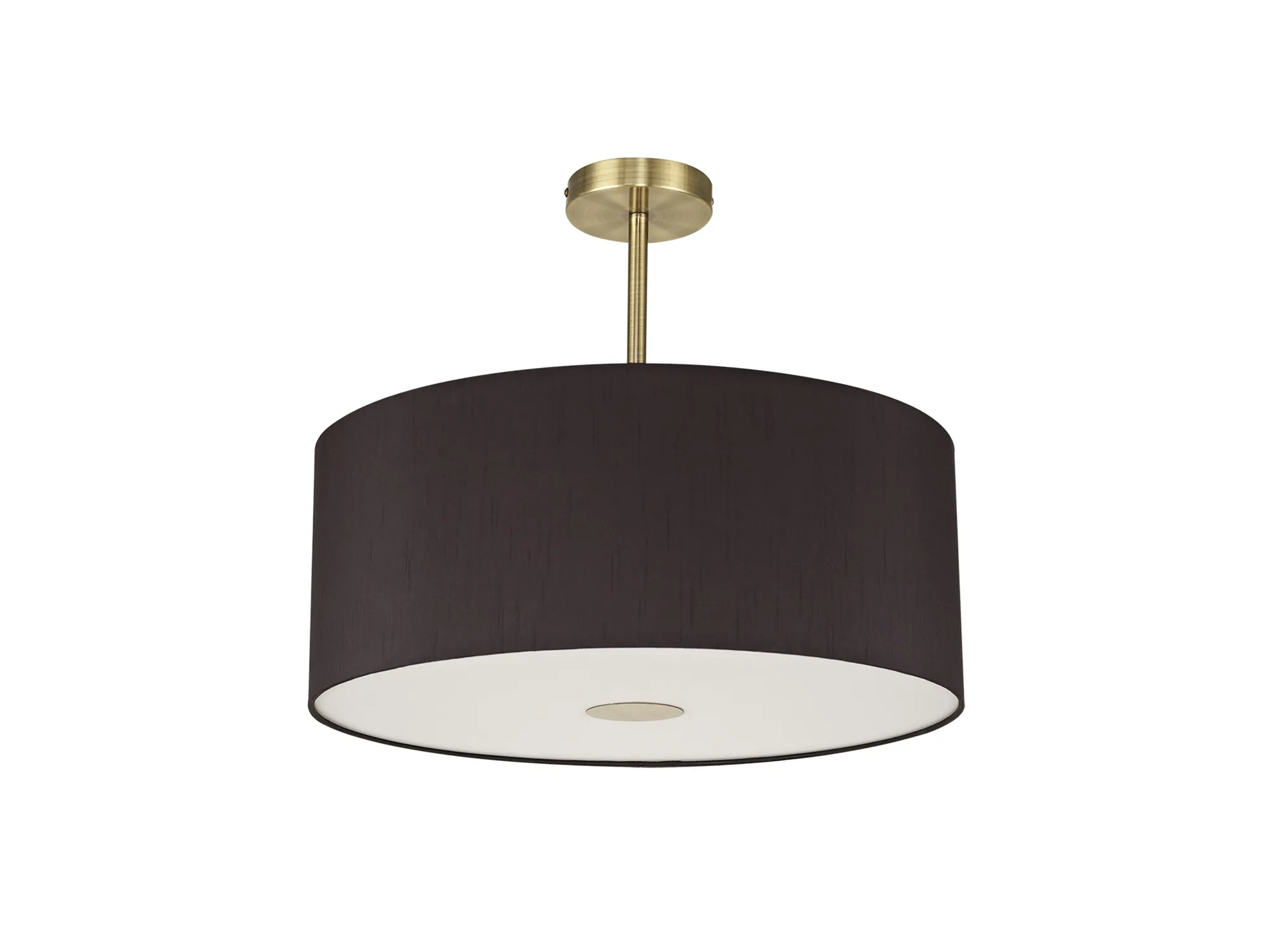 Baymont 50cm Semi Flush 1 Light Antique Brass, Black, Frosted Diffuser DK0189  Deco Baymont AB BL